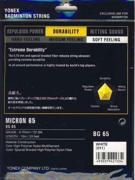 Yonex BG 65 Badminton String - skylarsunsports.com